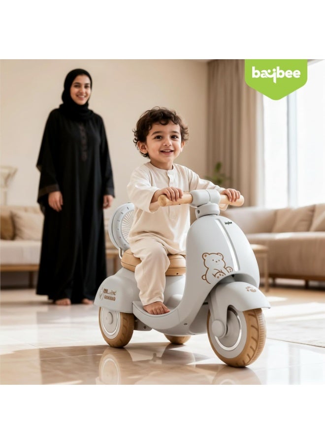 بيبي دراجة تيديو الكهربائية للأطفال، دراجة أطفال مزودة بإضاءة LED وموسيقى ودواسة قدم للتسارع | دراجة أطفال كهربائية للأطفال الصغار | دراجة أطفال تعمل بالبطارية للأولاد والبنات من عمر سنة إلى 4 سنوات، لون رمادي - Image 2